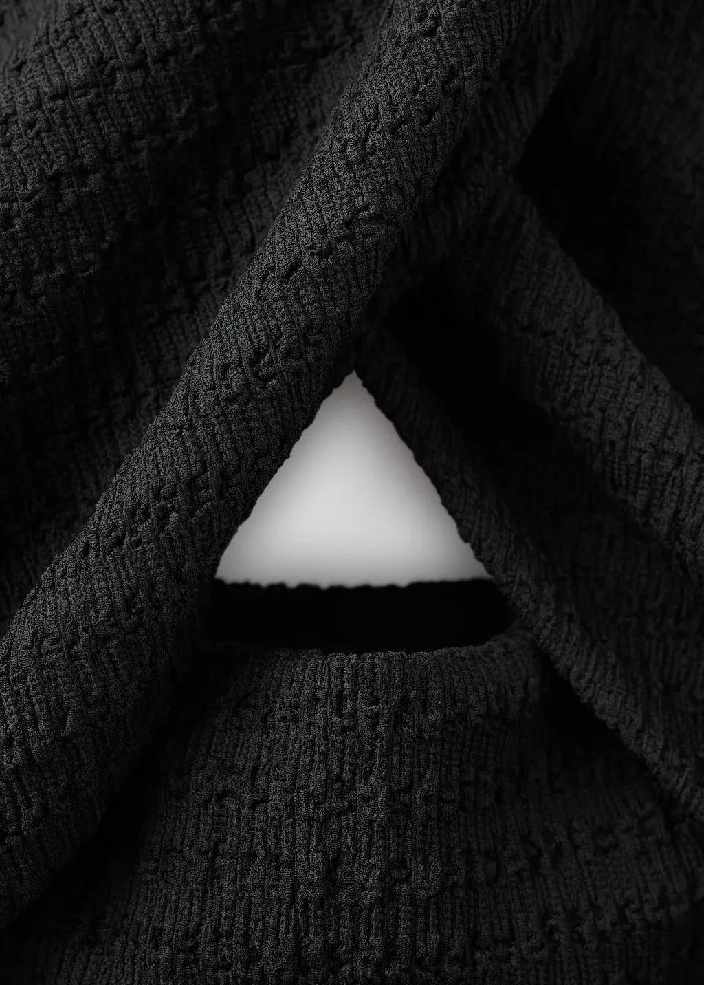 Black Crossed Halter Dress With Opening, Black, large image number 5