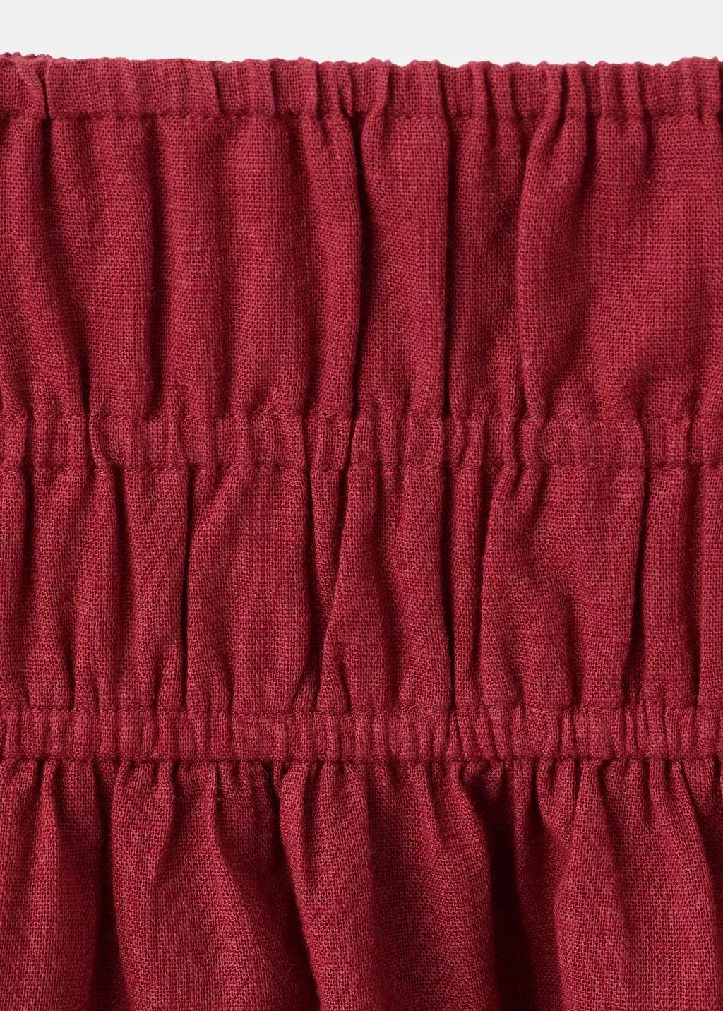 Red Embroidered Floral Skirt, Kids Girl, Dark Red, large image number 0