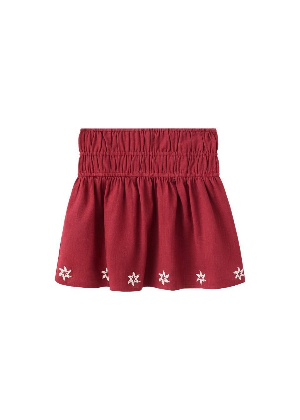 Red Embroidered Floral Skirt, Kids Girl, Dark Red, large image number 3
