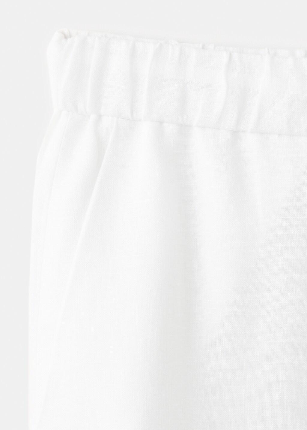White Linen Wide-Leg Trousers, White, large image number 1