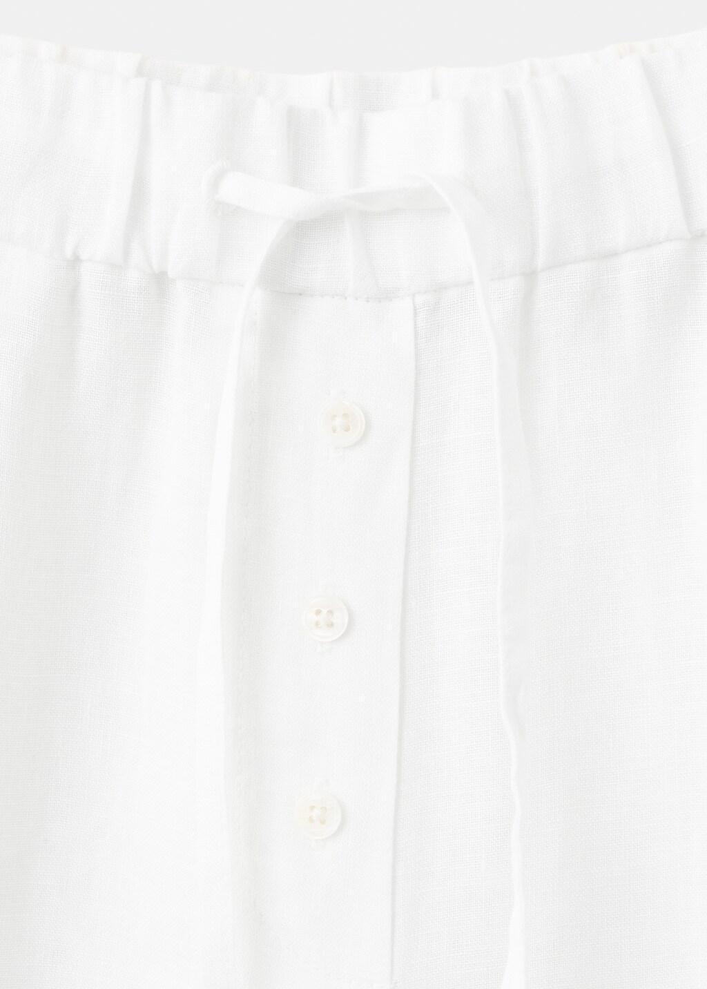 White Linen Wide-Leg Trousers, White, large image number 5