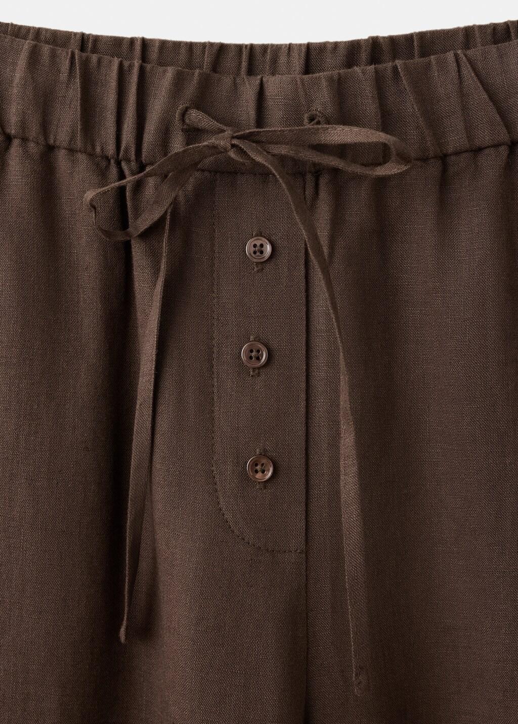 DARK BROWN Linen wide-leg trousers, Dark Brown, large image number 1