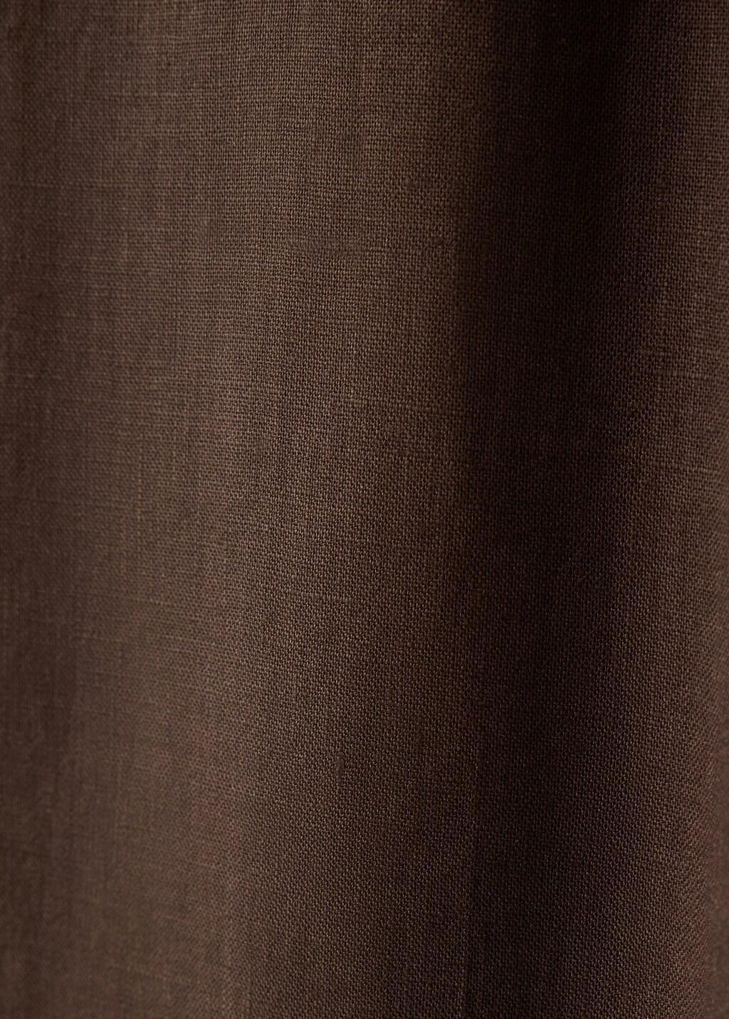 DARK BROWN Linen wide-leg trousers, Dark Brown, large image number 5