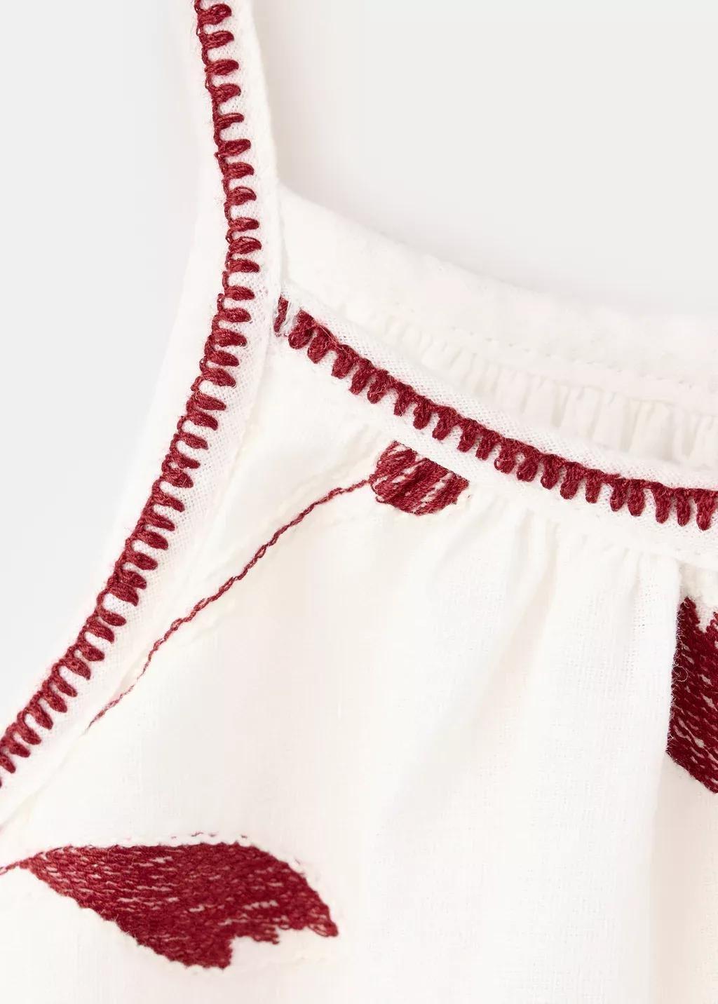 Beige Floral Embroidery Dress, Baby Girl, Light Beige, large image number 1