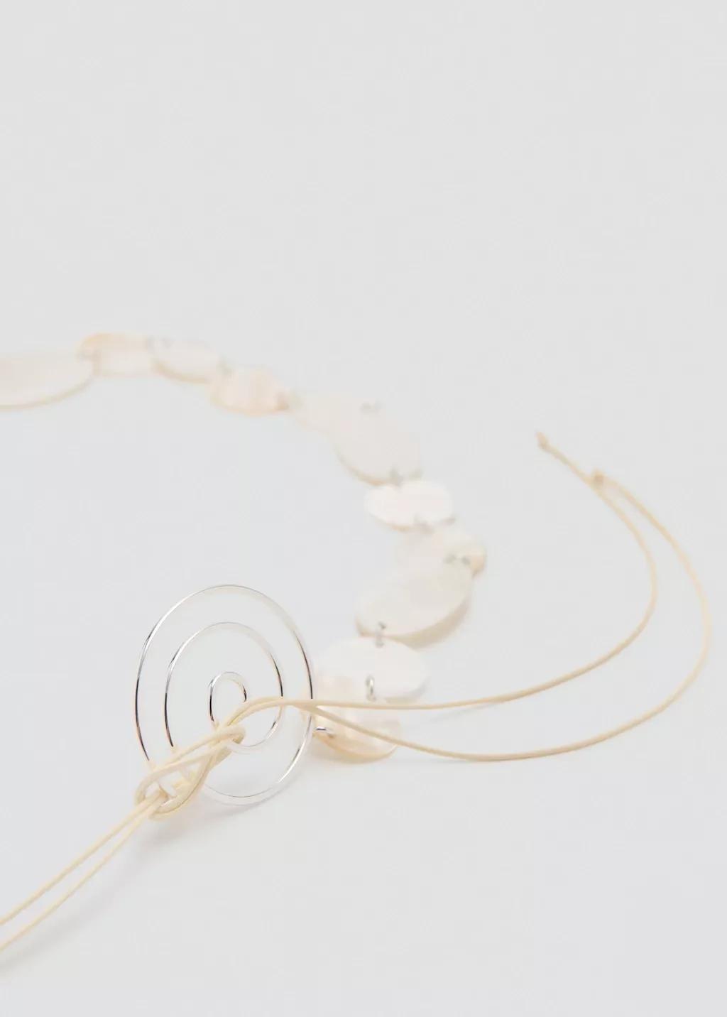 White Mother-Of-Pearl Belt With Metal Detail, Natural White, medium