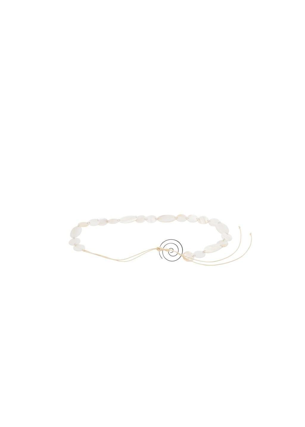 White Mother-Of-Pearl Belt With Metal Detail, Natural White, medium