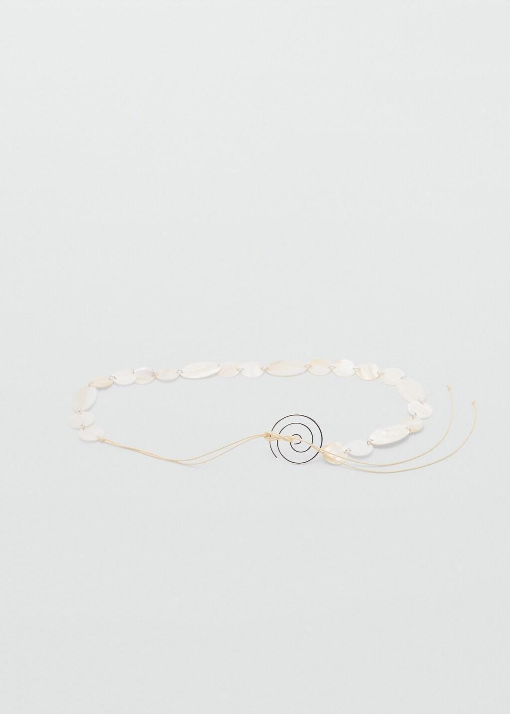 White Mother-Of-Pearl Belt With Metal Detail, Natural White, large image number 3
