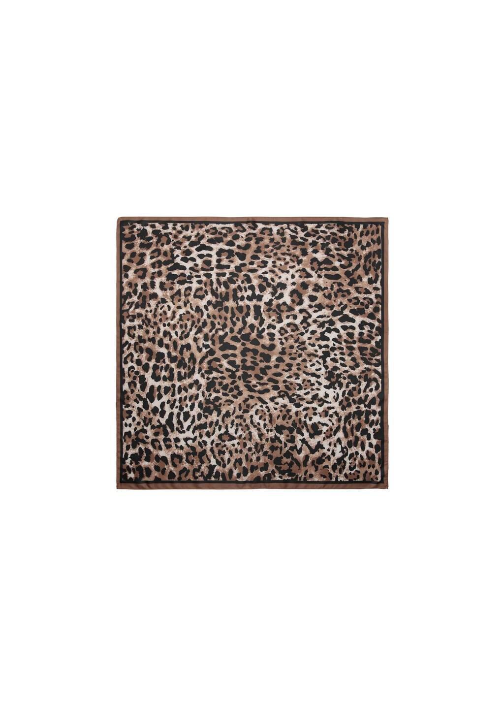 Brown Animal Print Scarf, Brown, large image number 2