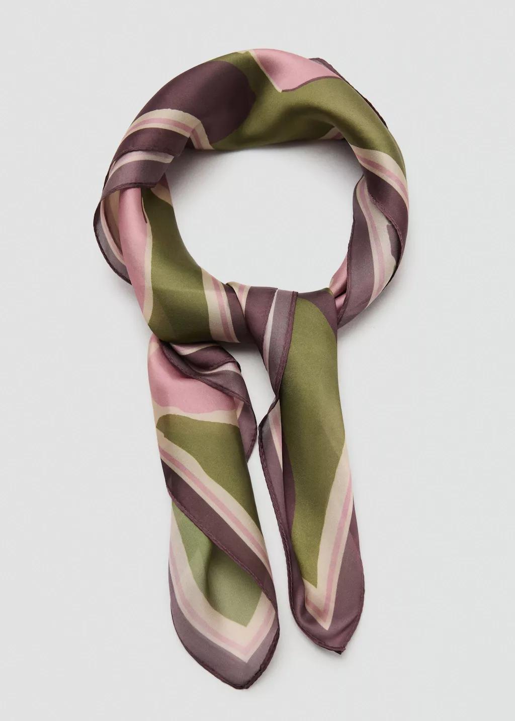 Pink Floral Print Scarf, Pink, large image number 1