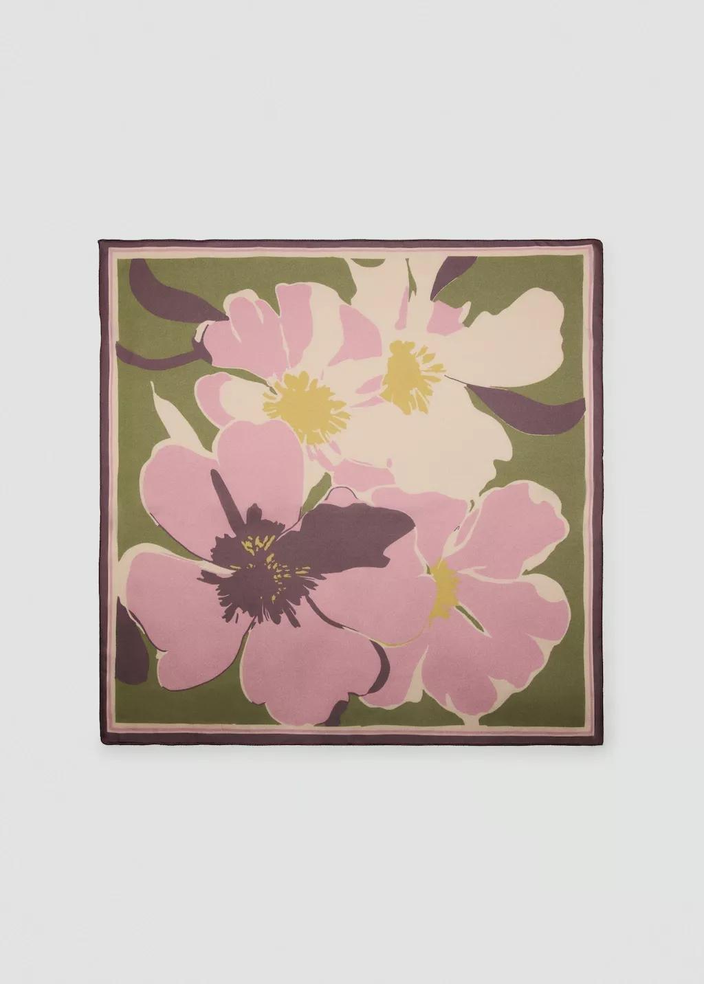 Pink Floral Print Scarf, Pink, large image number 3