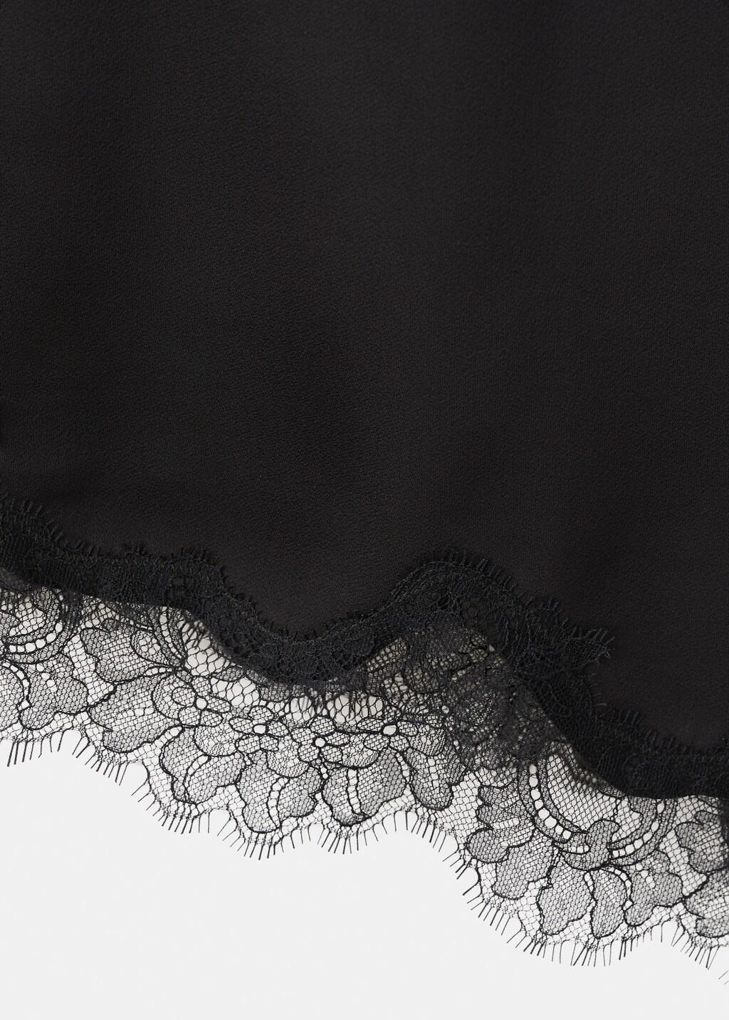 Black Asymmetric Lace Camisole Top, Black, large image number 4