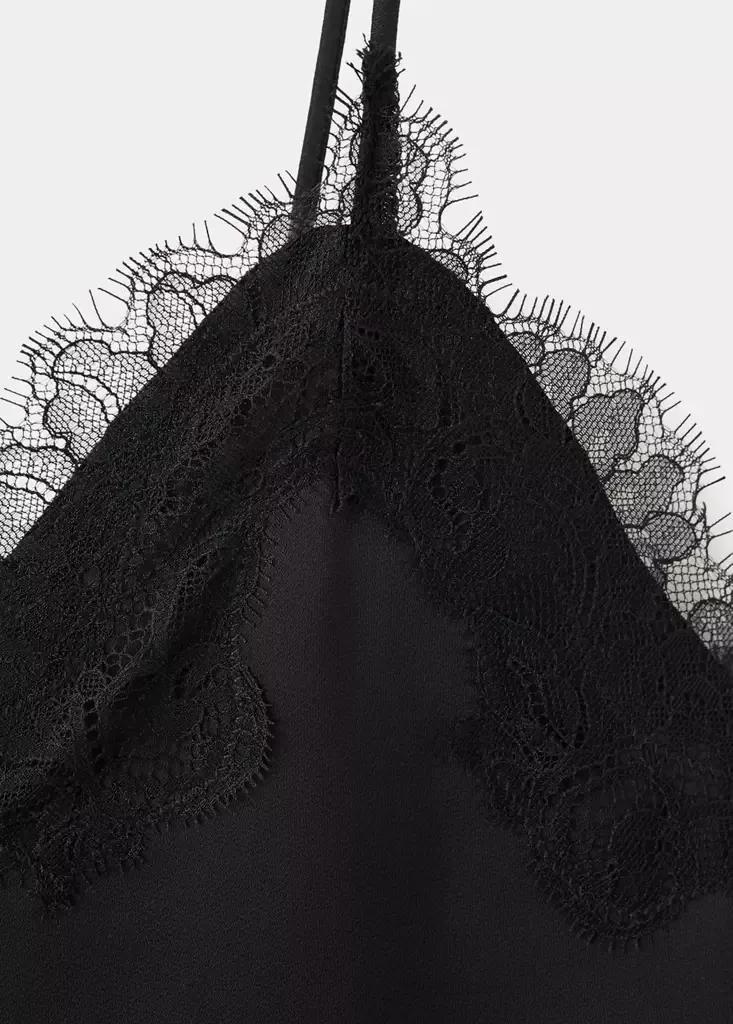 Black Asymmetric Lace Camisole Top, Black, large image number 5