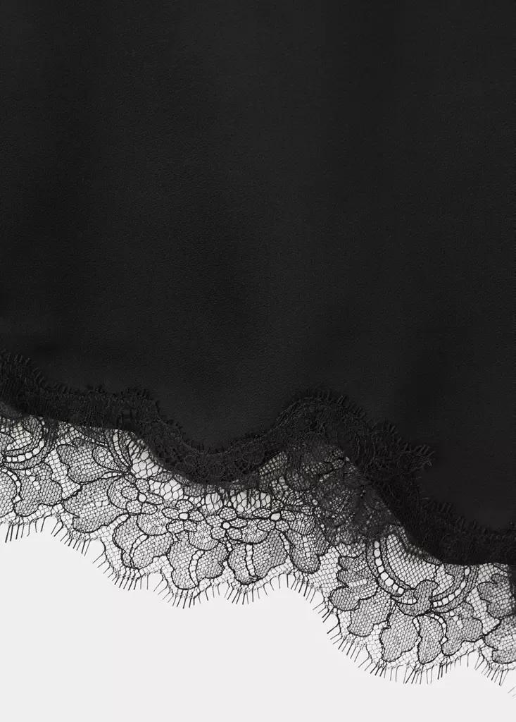 Black Asymmetric Lace Camisole Top, Black, large image number 9