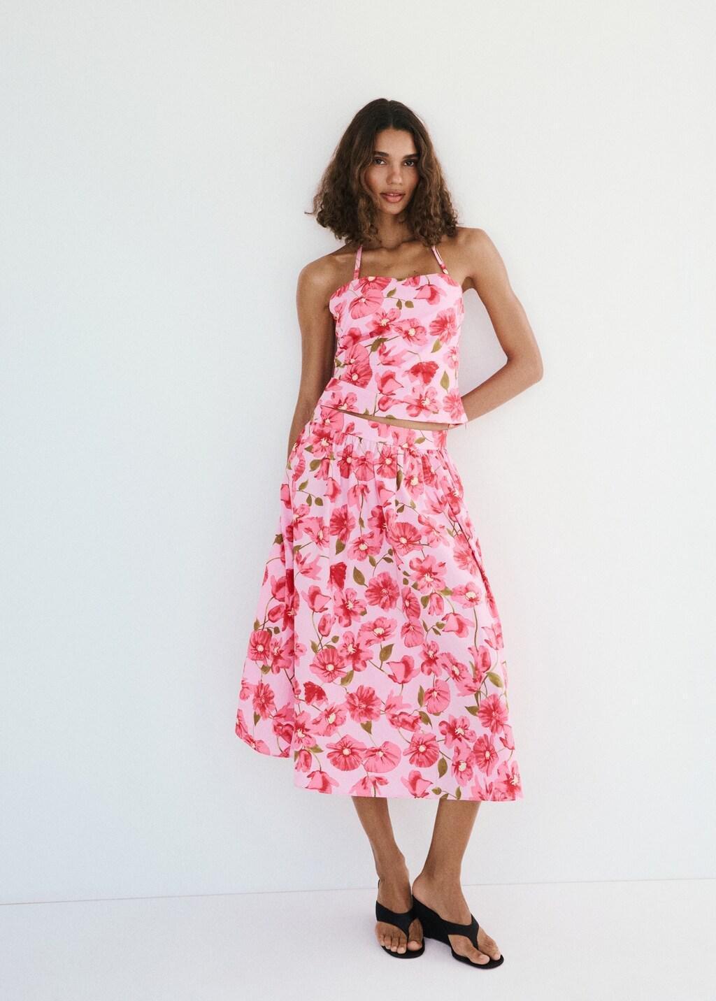 Pink Floral Halter Neck Top, Pink, large image number 0