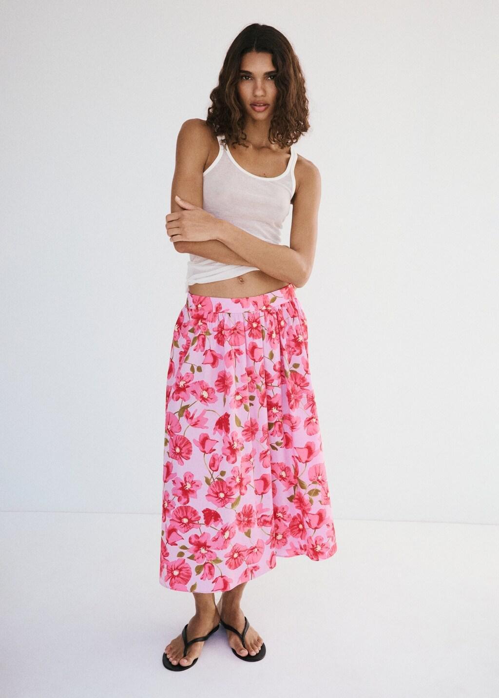 PINK Midi skirt 100% cotton, Pink, large image number 0