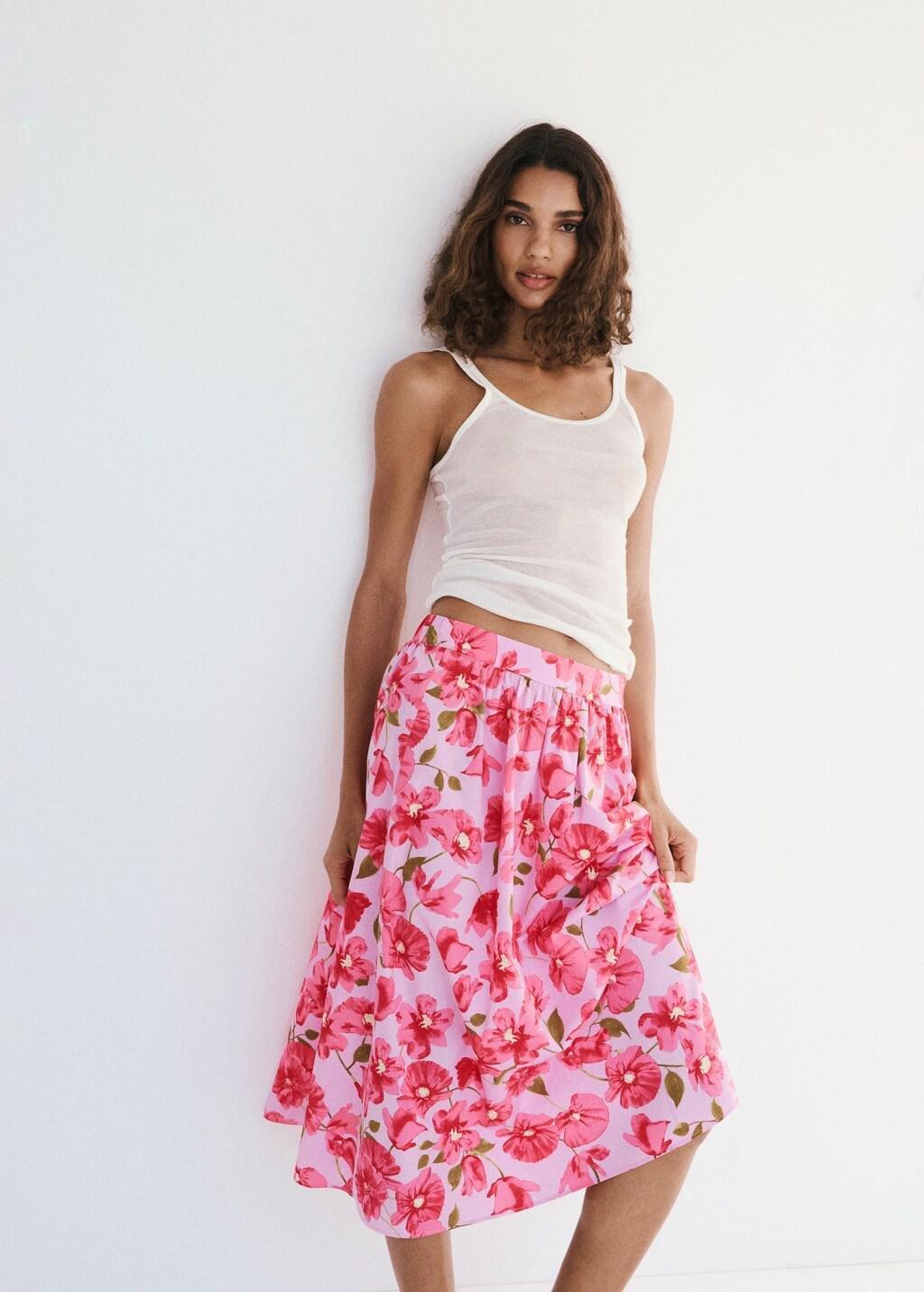 PINK Midi skirt 100% cotton, Pink, large image number 3