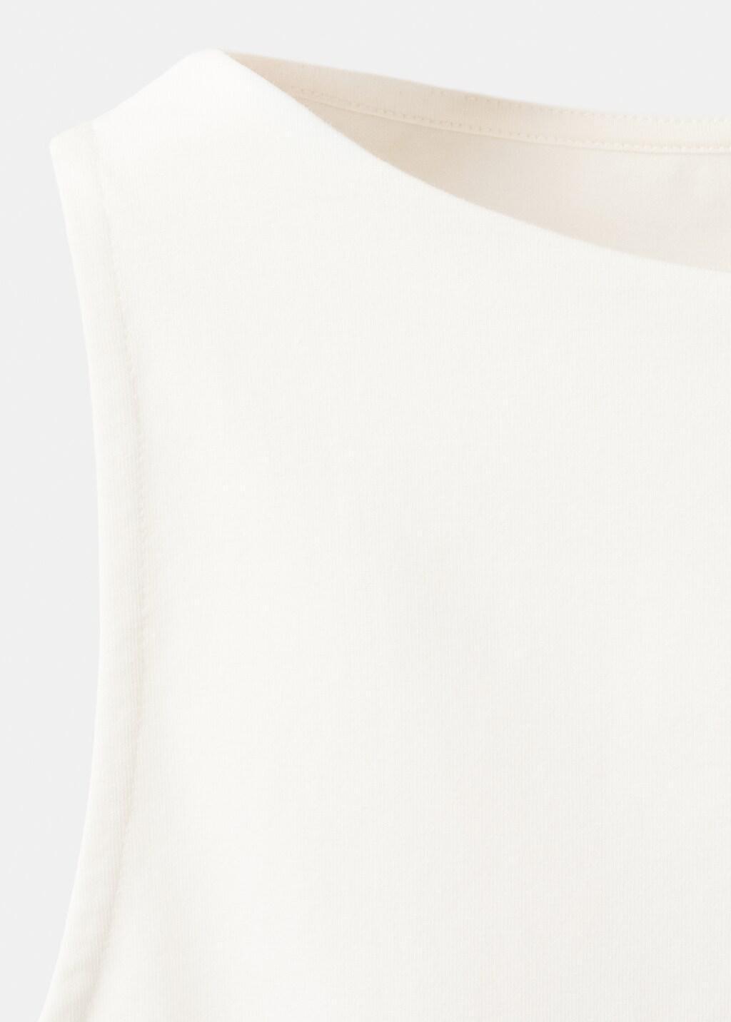 White Draped Cotton Top, Natural White, large image number 1