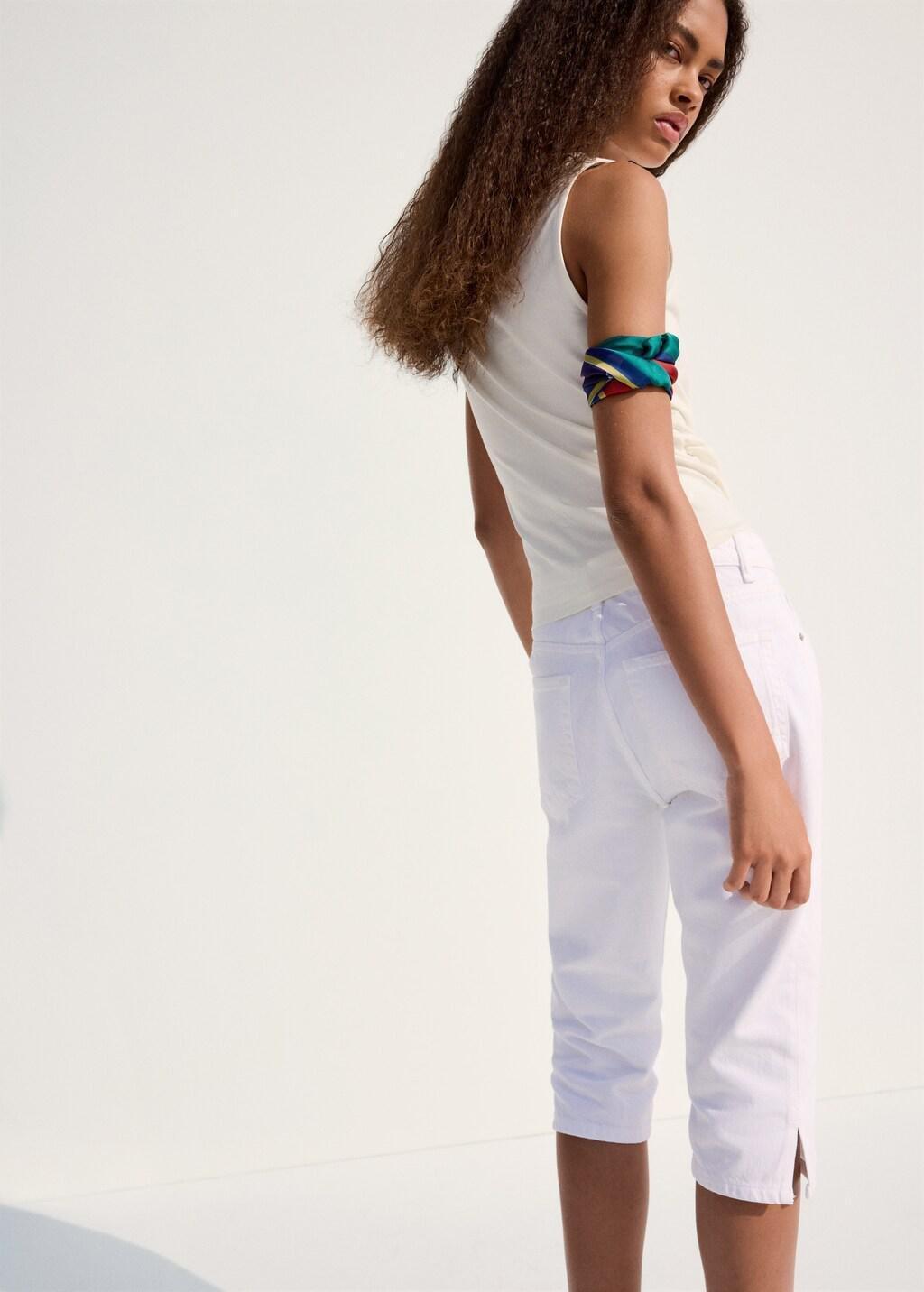 White Draped Cotton Top, Natural White, large image number 2