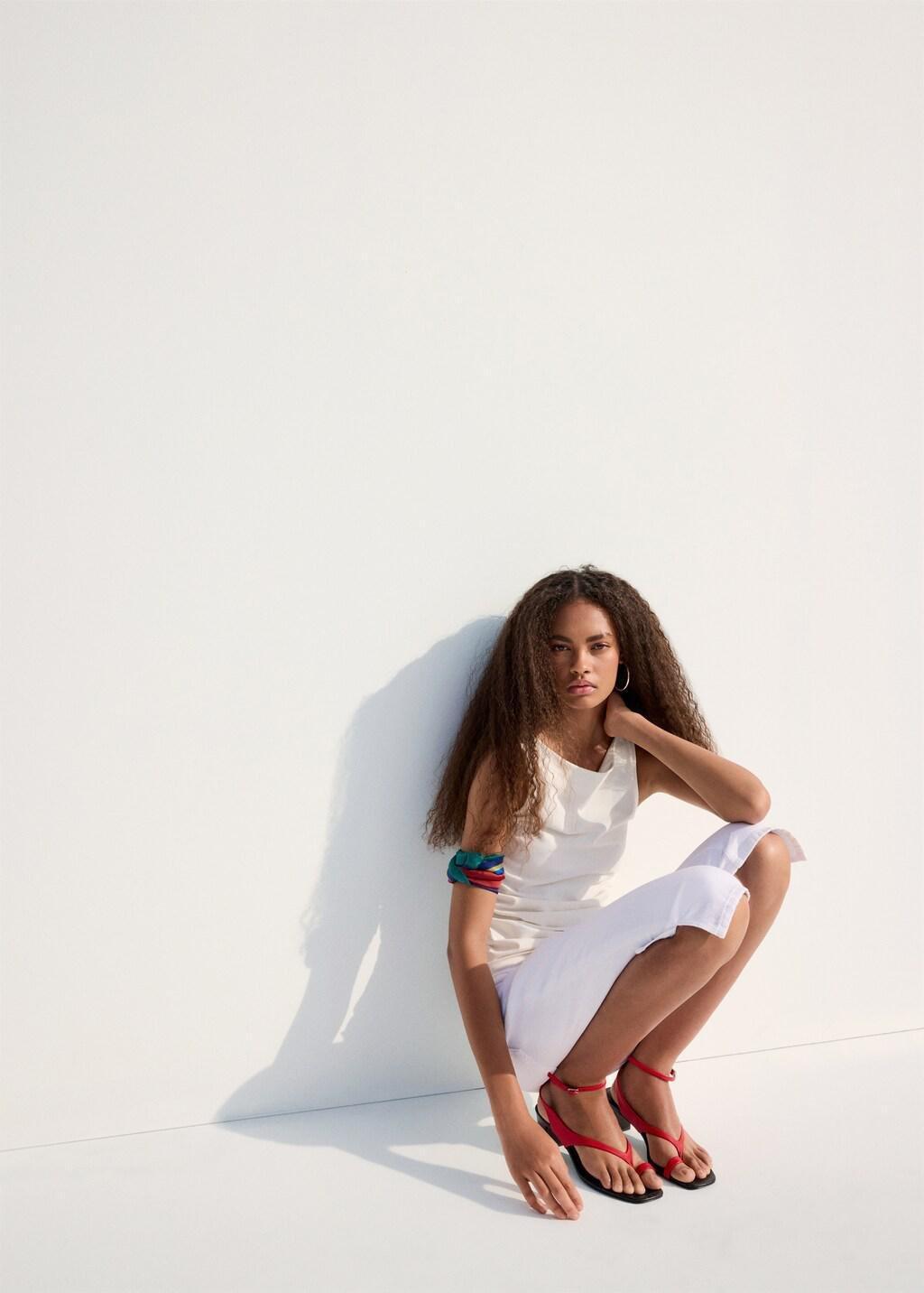 White Draped Cotton Top, Natural White, large image number 6