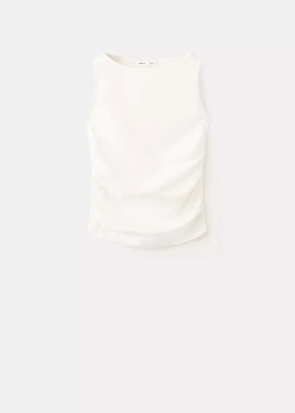 White Draped Cotton Top, Natural White, large image number 8