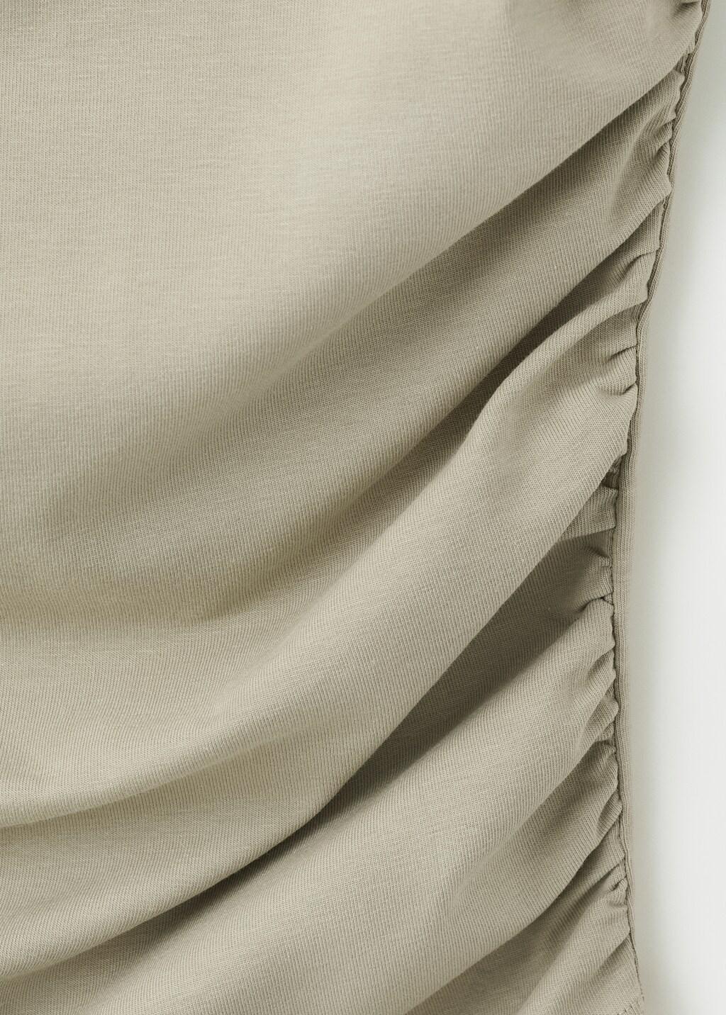 Beige - Khaki Draped Cotton Top, Beige - Khaki, large image number 5