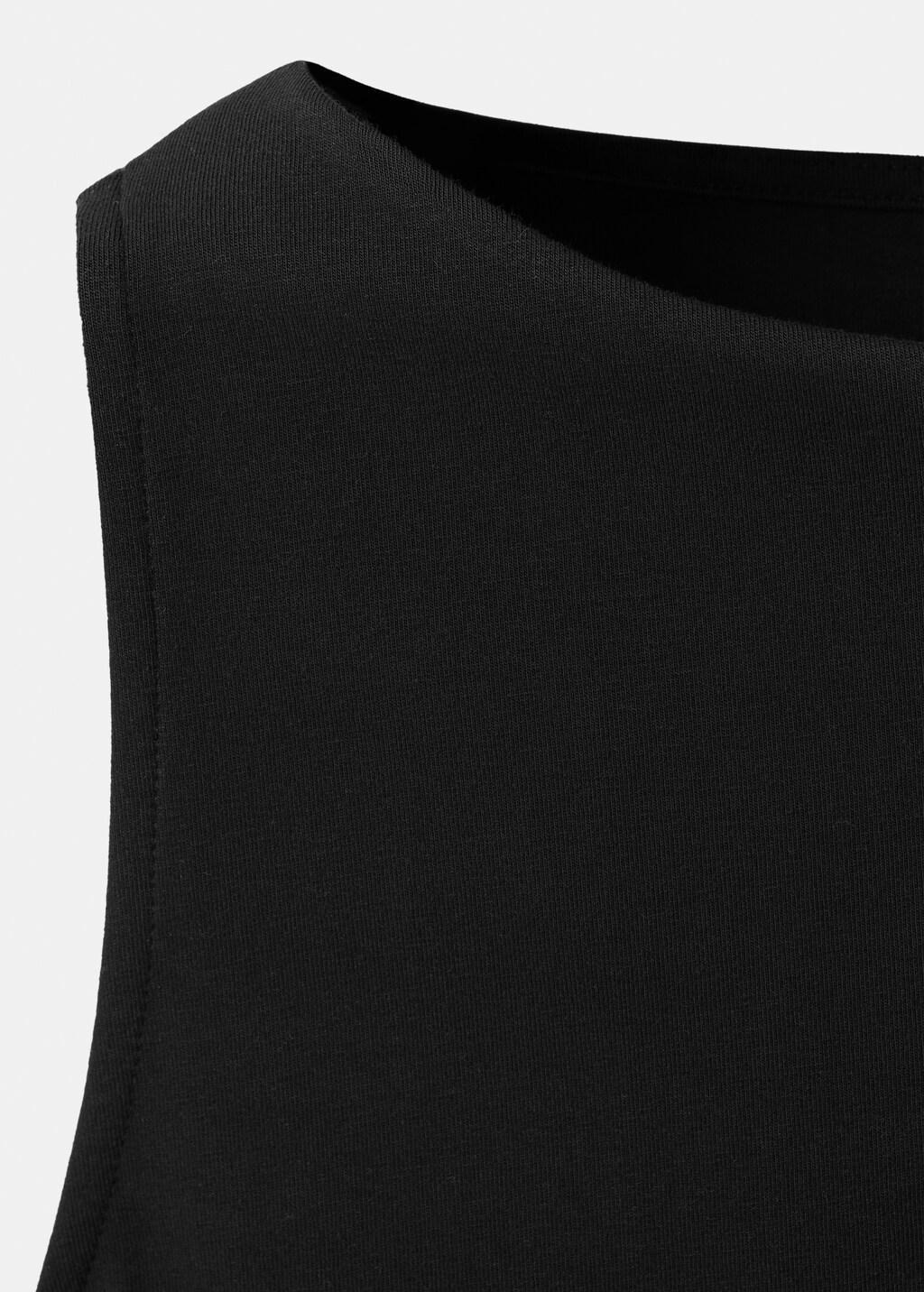 Black Draped Cotton Top, Black, large image number 5