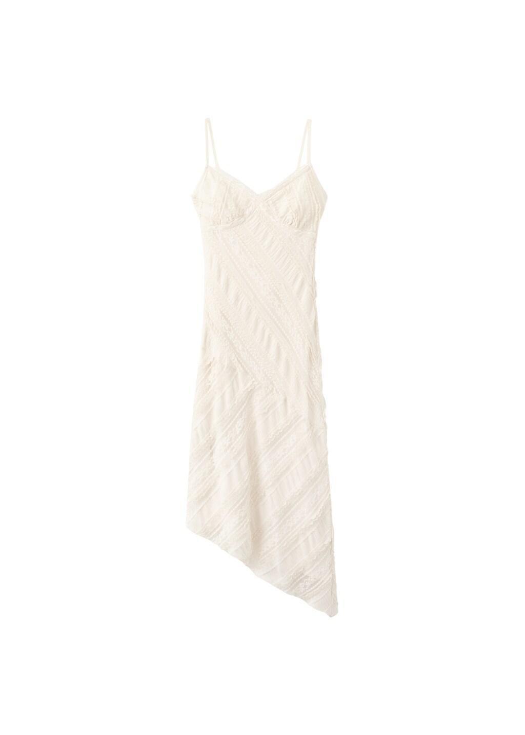 Yellow Asymmetric Lace Dress, Yellow, large image number 5