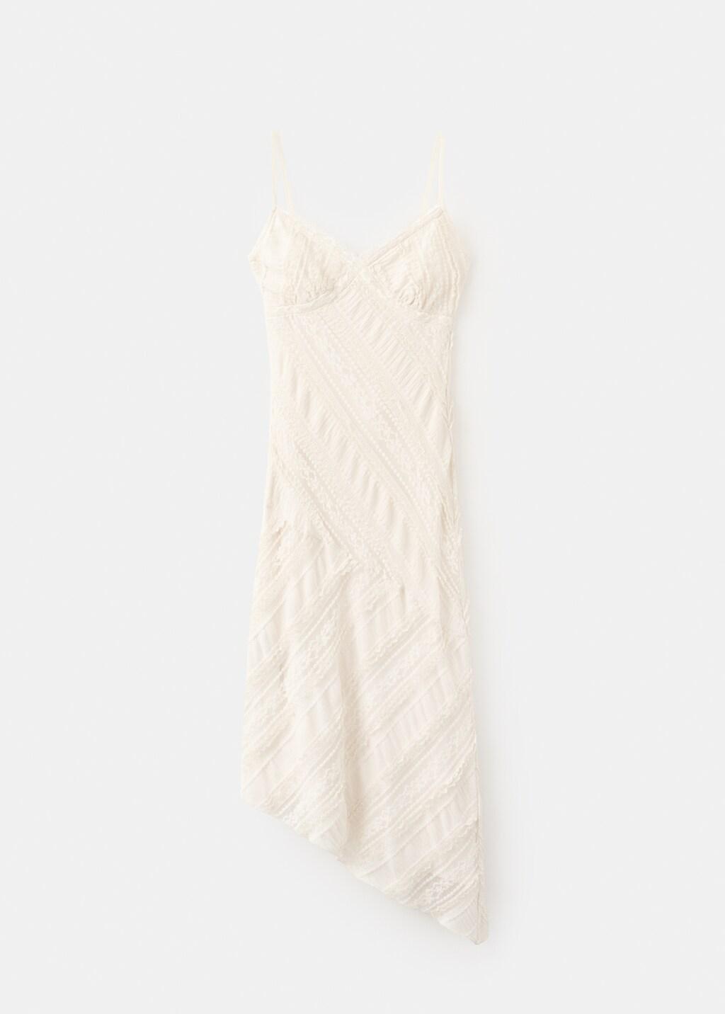 Yellow Asymmetric Lace Dress, Yellow, large image number 6