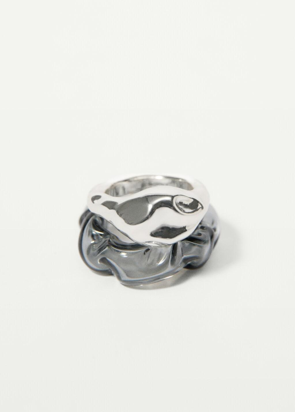 Silver Set Of Rings With Irregular Design, Silver, large image number 1