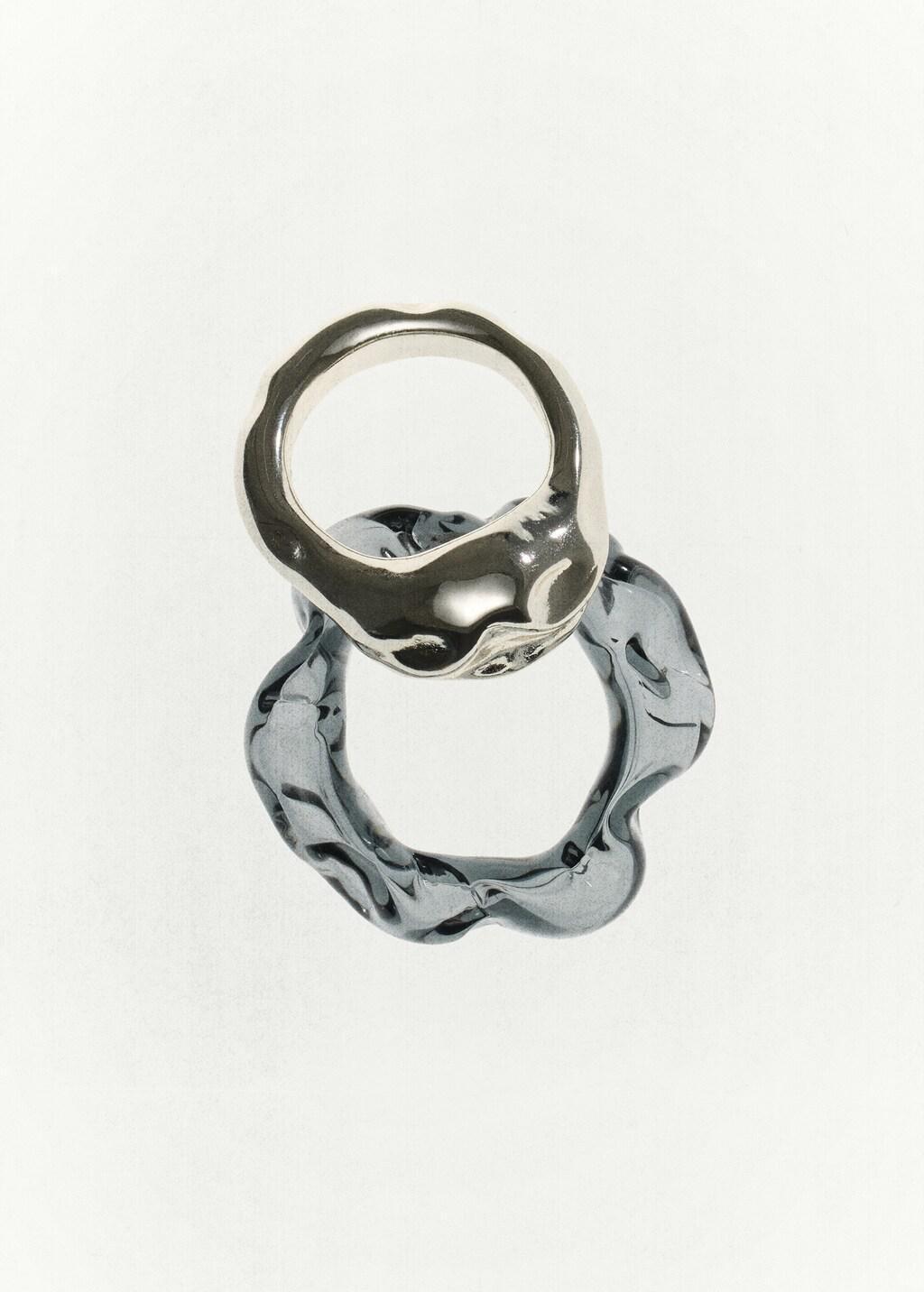 Silver Set Of Rings With Irregular Design, Silver, large image number 3