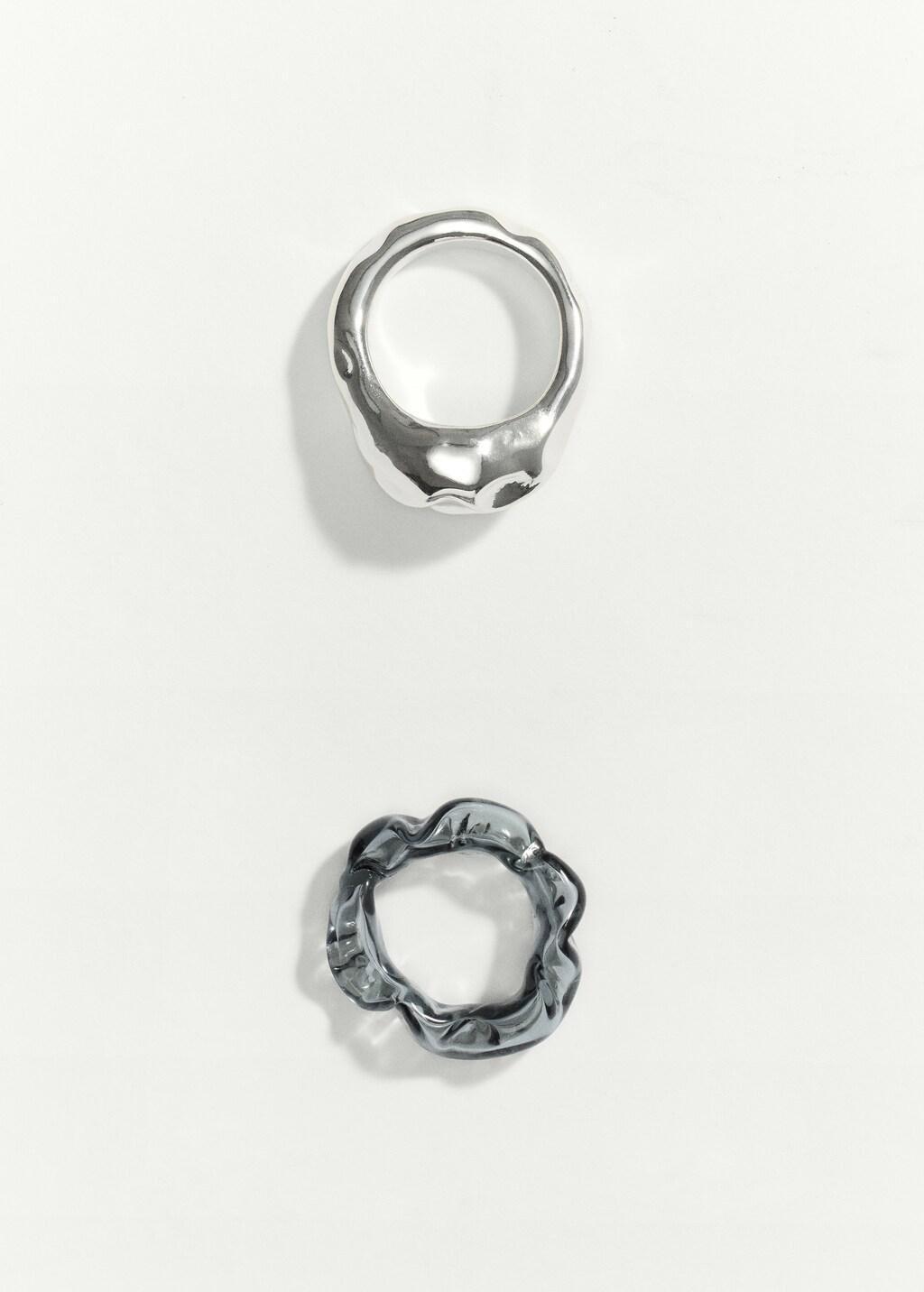 Silver Set Of Rings With Irregular Design, Silver, large image number 5