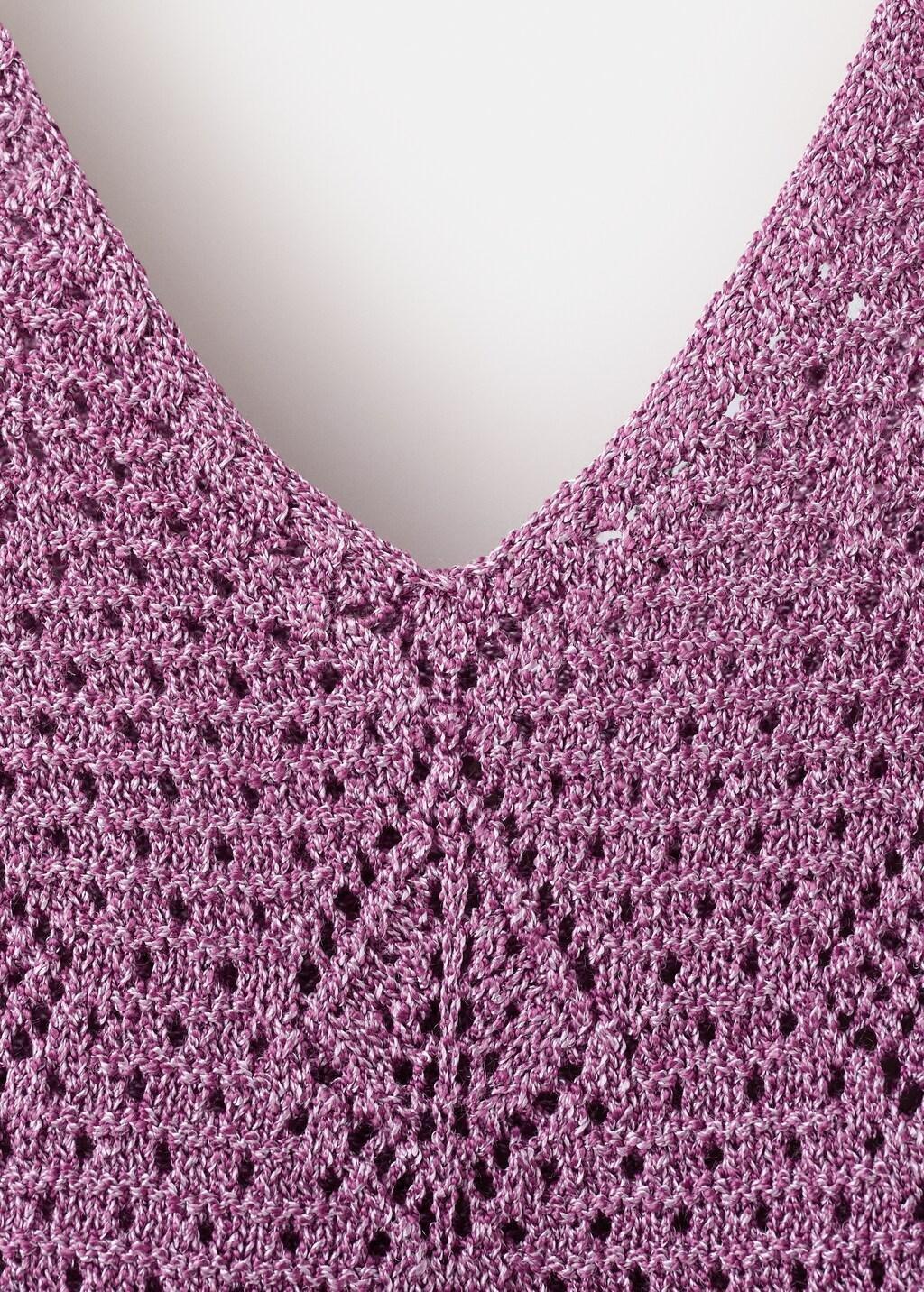 Purple Scalloped Frill Lurex Crochet Top, Purple, large image number 1