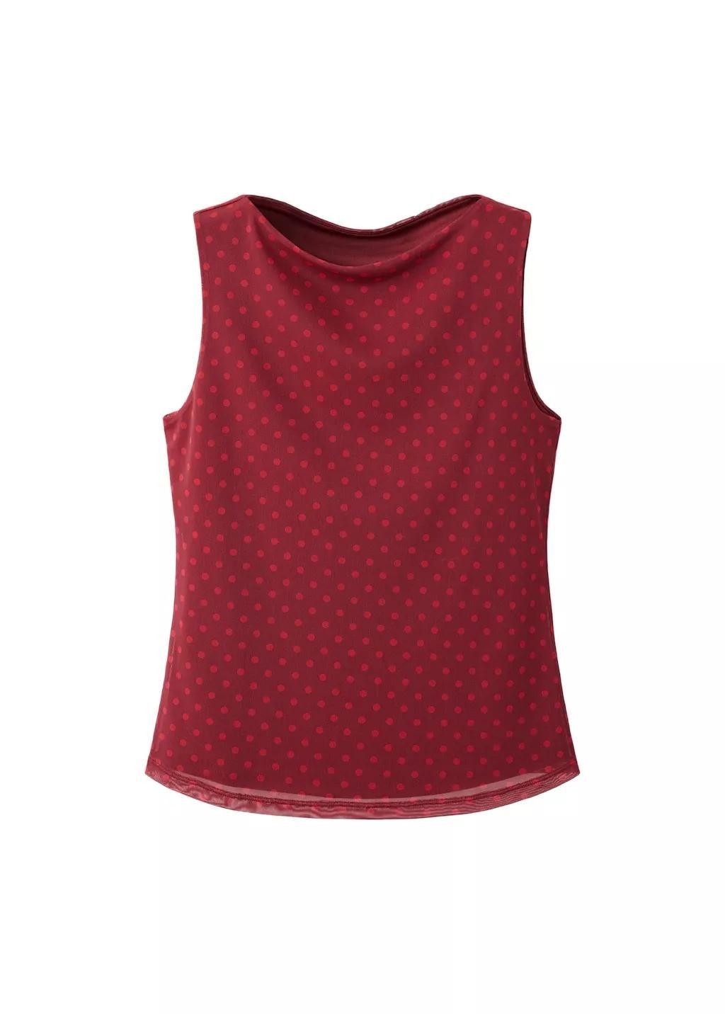 Red Polka Dot Print Tulle Top, 0201_70, large image number 6