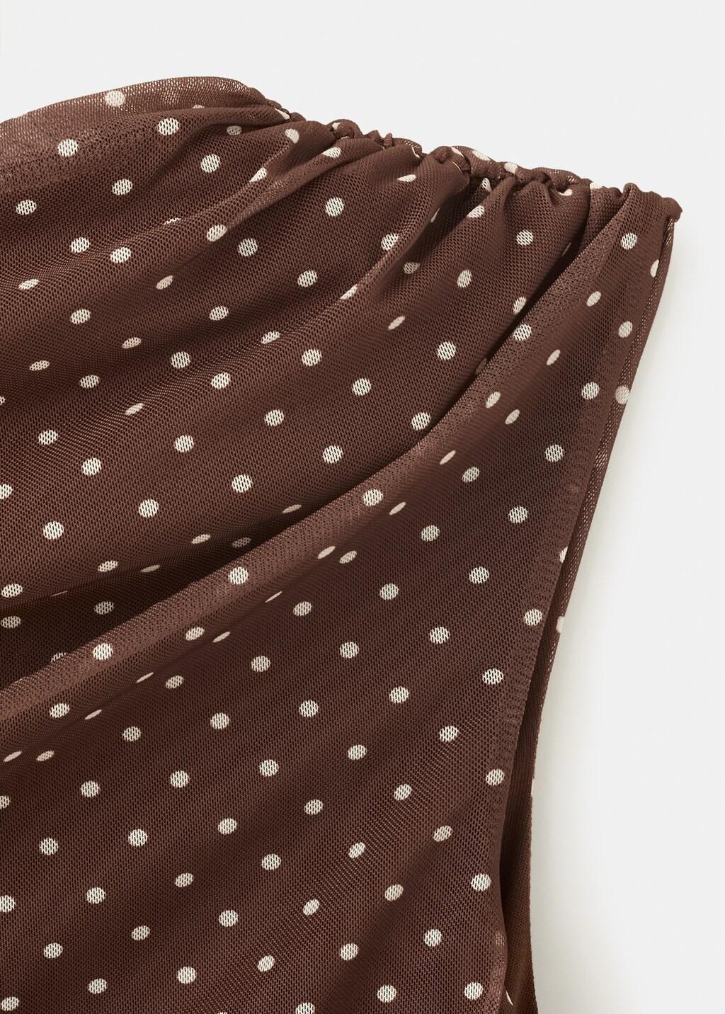 Brown Asymmetric Polka Dot Top, Brown, large image number 1
