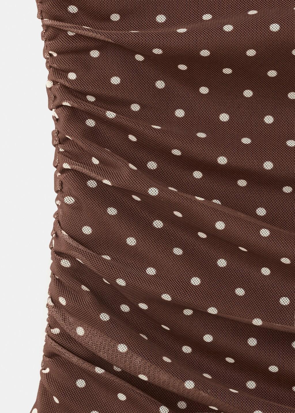 Brown Asymmetric Polka Dot Top, Brown, large image number 5