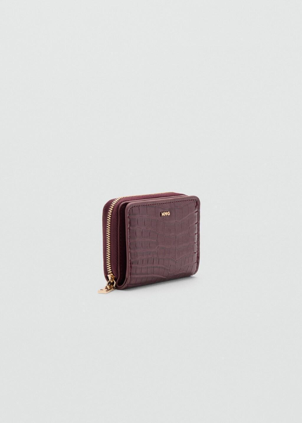 Red Medium Glossy Croc Wallet, Dark Red, large image number 0