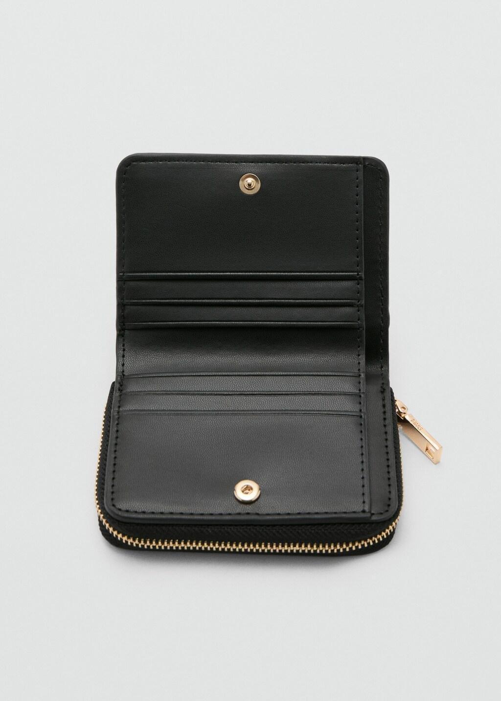 Black Medium Glossy Croc Wallet, Black, large image number 1