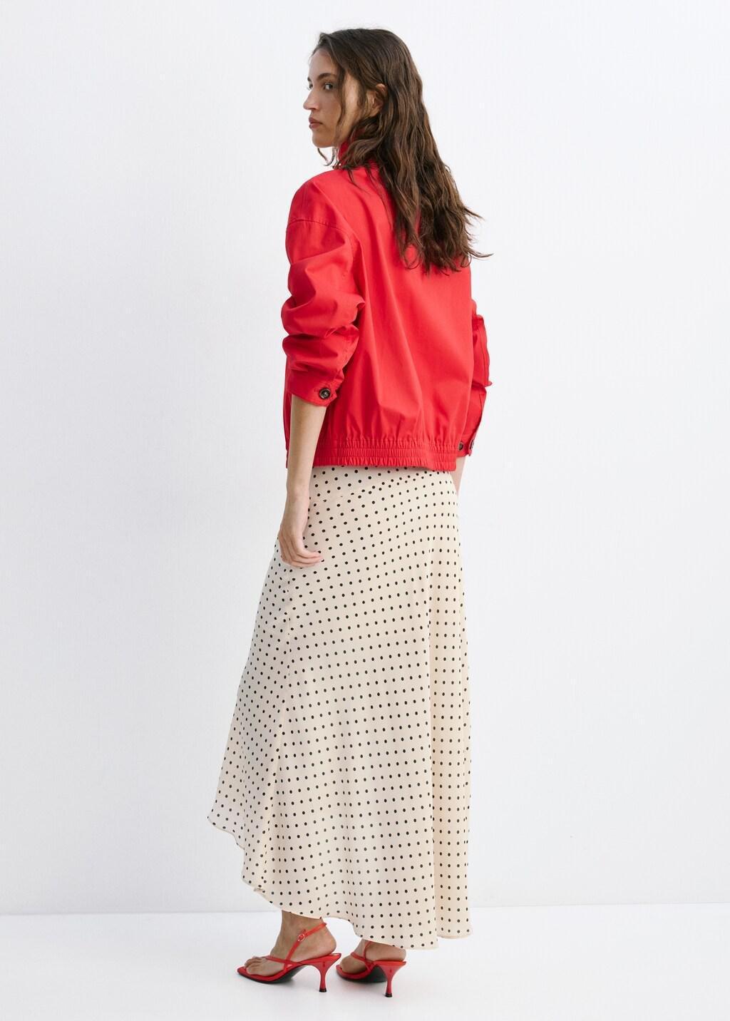 Beige Polka Dot Skirt With Asymmetric Hem, Light Beige, medium