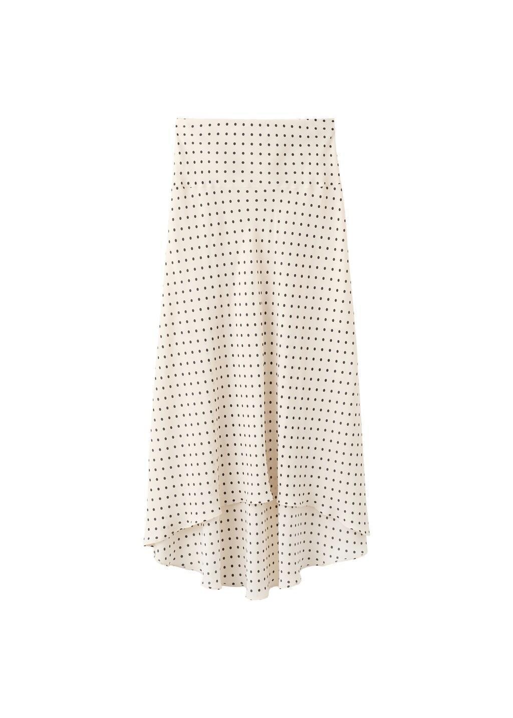 Beige Polka Dot Skirt With Asymmetric Hem, Light Beige, large image number 6