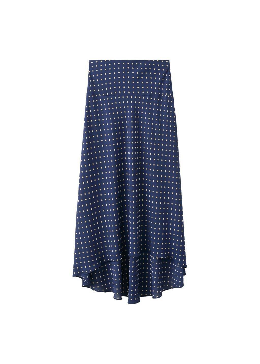 Navy Polka Dot Skirt With Asymmetric Hem, Navy, large image number 6