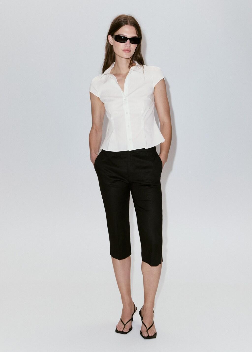 NATURAL WHITE Fitted short-sleeved shirt, Natural White, large image number 0