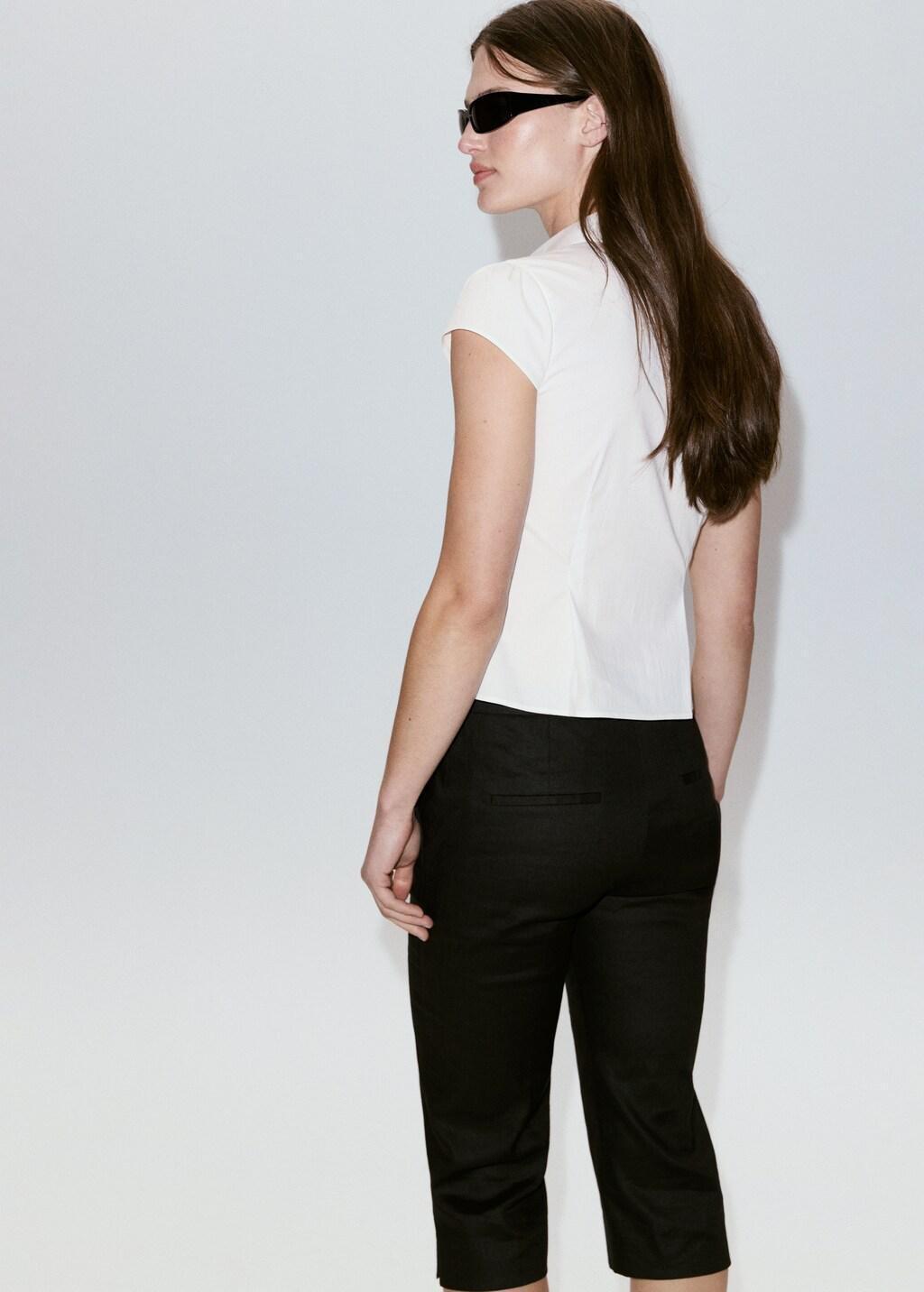 NATURAL WHITE Fitted short-sleeved shirt, Natural White, medium