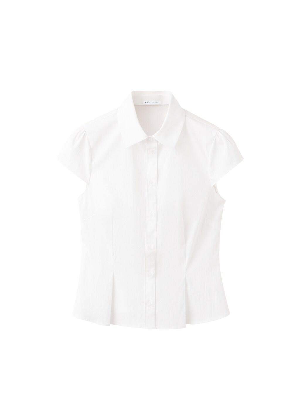 NATURAL WHITE Fitted short-sleeved shirt, Natural White, large image number 6