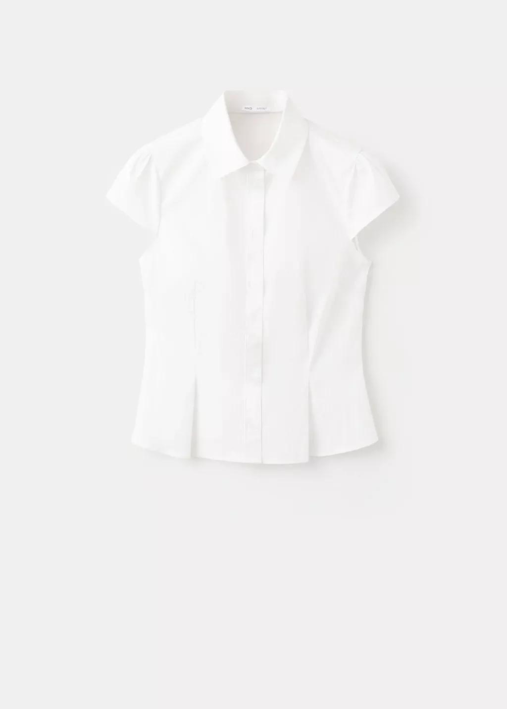 NATURAL WHITE Fitted short-sleeved shirt, Natural White, large image number 7