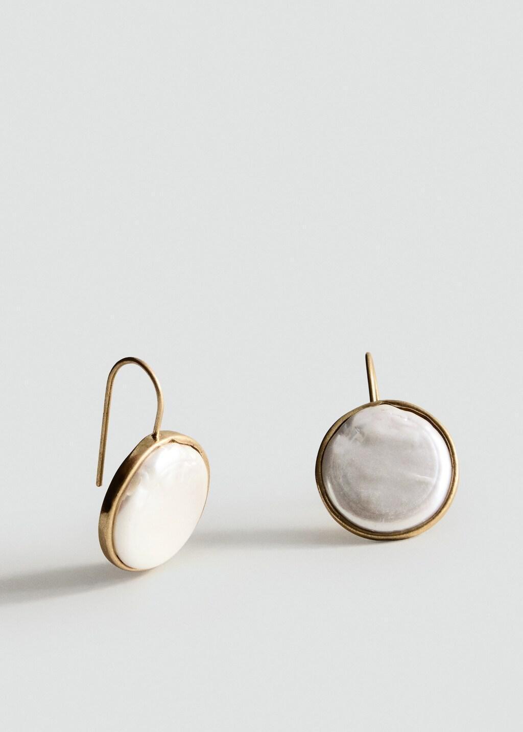 GOLD Round resin earrings, Gold, medium