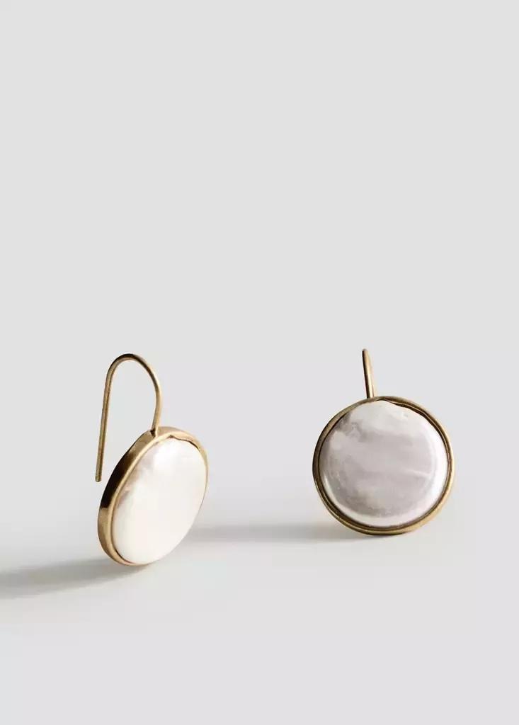 GOLD Round resin earrings, Gold, large image number 4