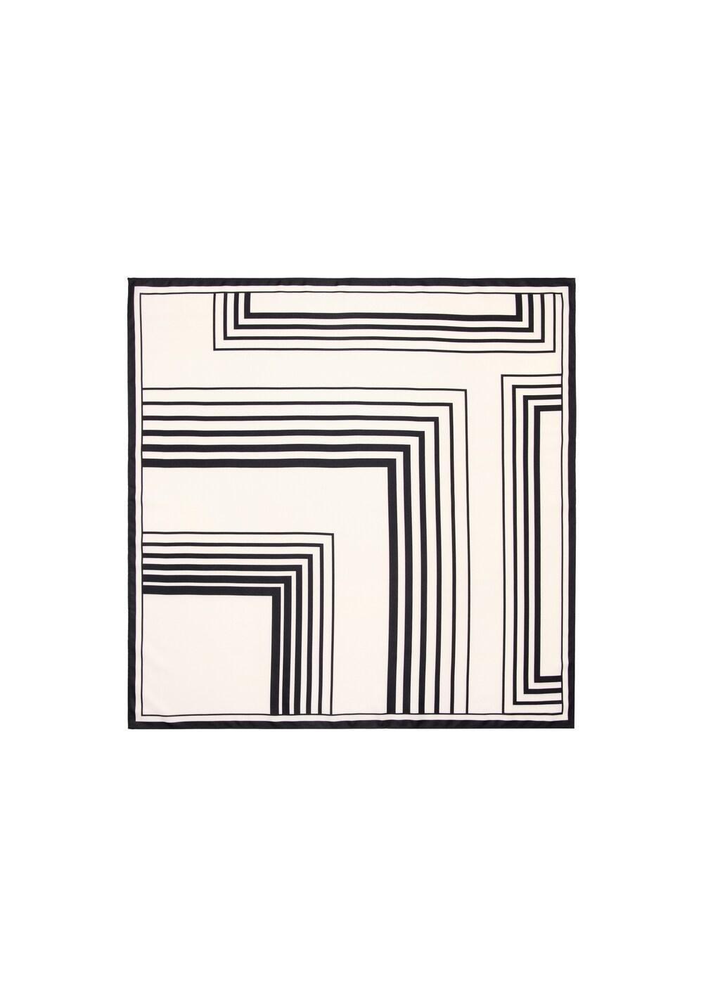 Beige Geometric Printed Foulard, Light Beige, large image number 2