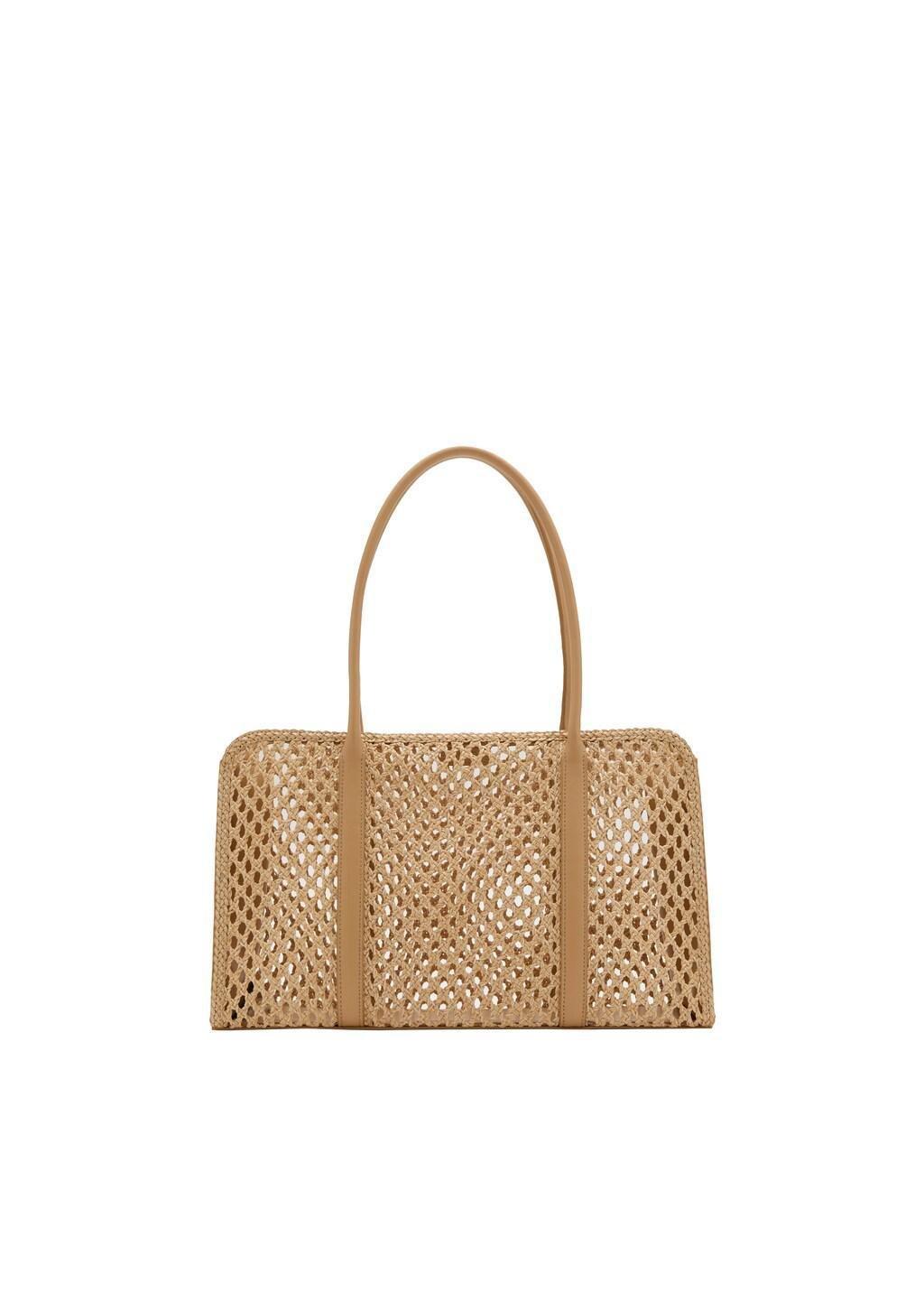 Beige Braided Shoulder Bag, Light Beige, large image number 2