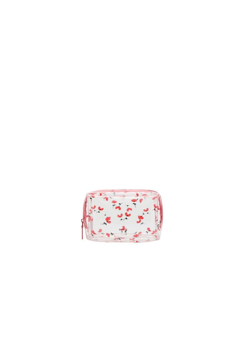 RED Small transparent floral vanity case, Red, large image number 2