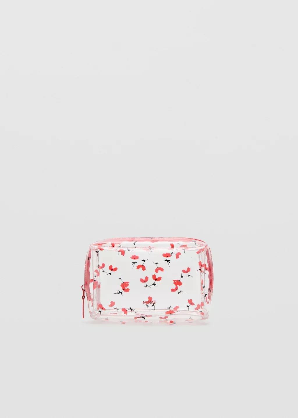 RED Small transparent floral vanity case, Red, large image number 3